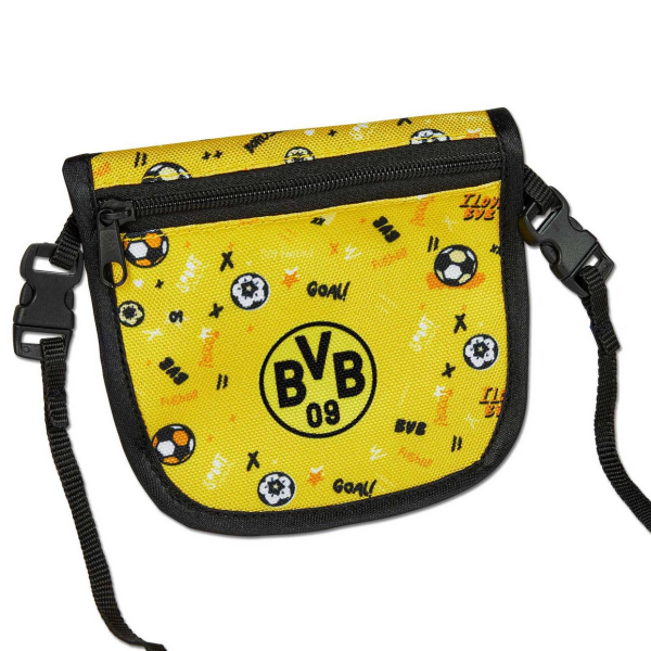 Borussia Dortmund BVB Kinder-Geldbeutel Schwarz-Gelb mit Umhängekordel